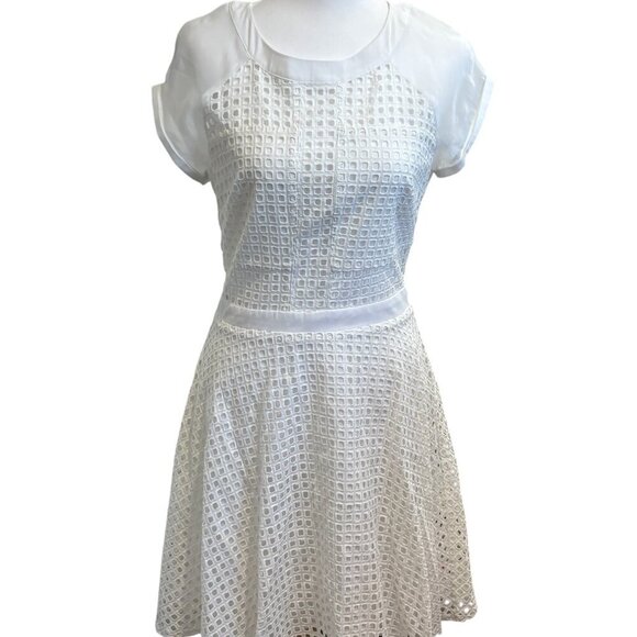 Sam Edelman Dress Women's Embroidered Short Sleeve White Fit And Flare Size 6 - Picture 3 of 8